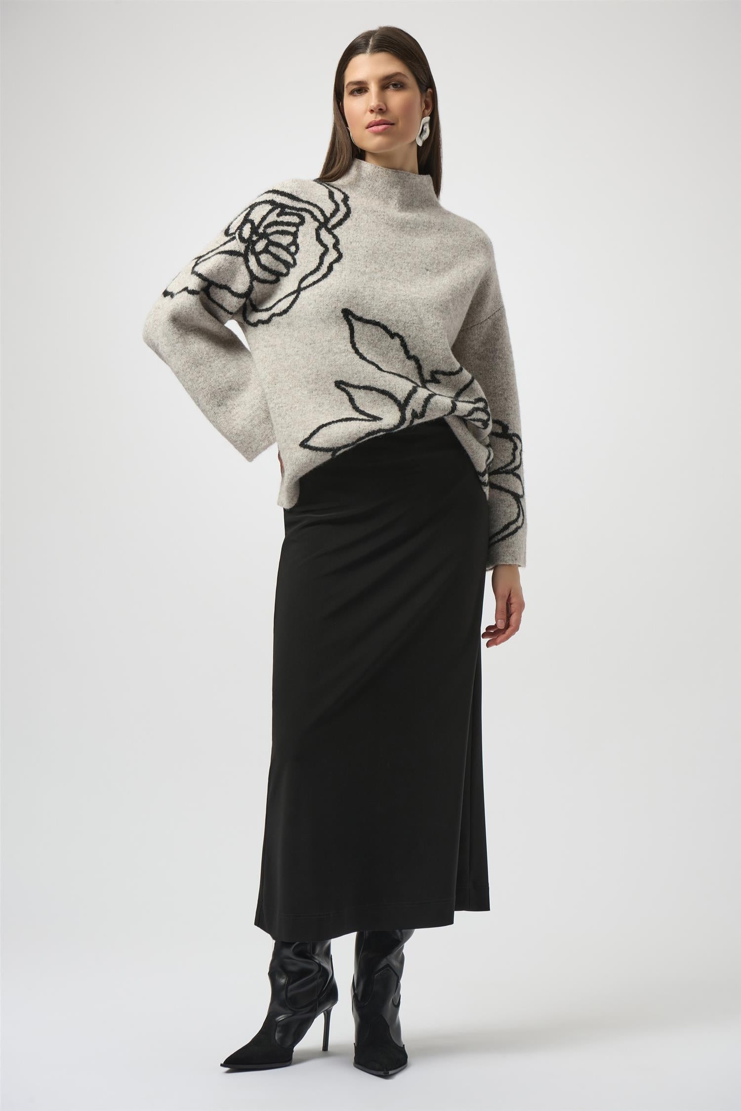 Silky Knit Pull-On Maxi Skirt Black