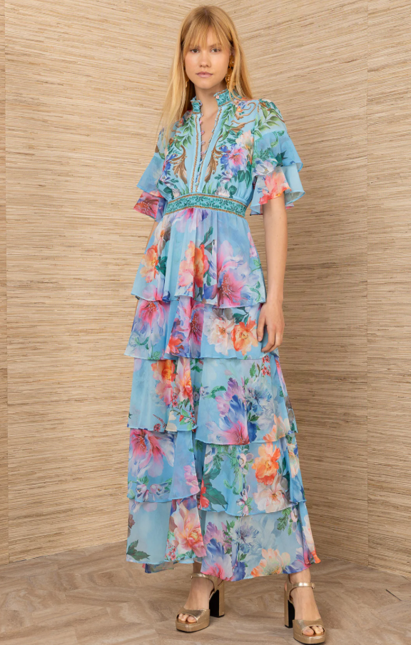 Itzayana Chiffon Maxi Dress Blue