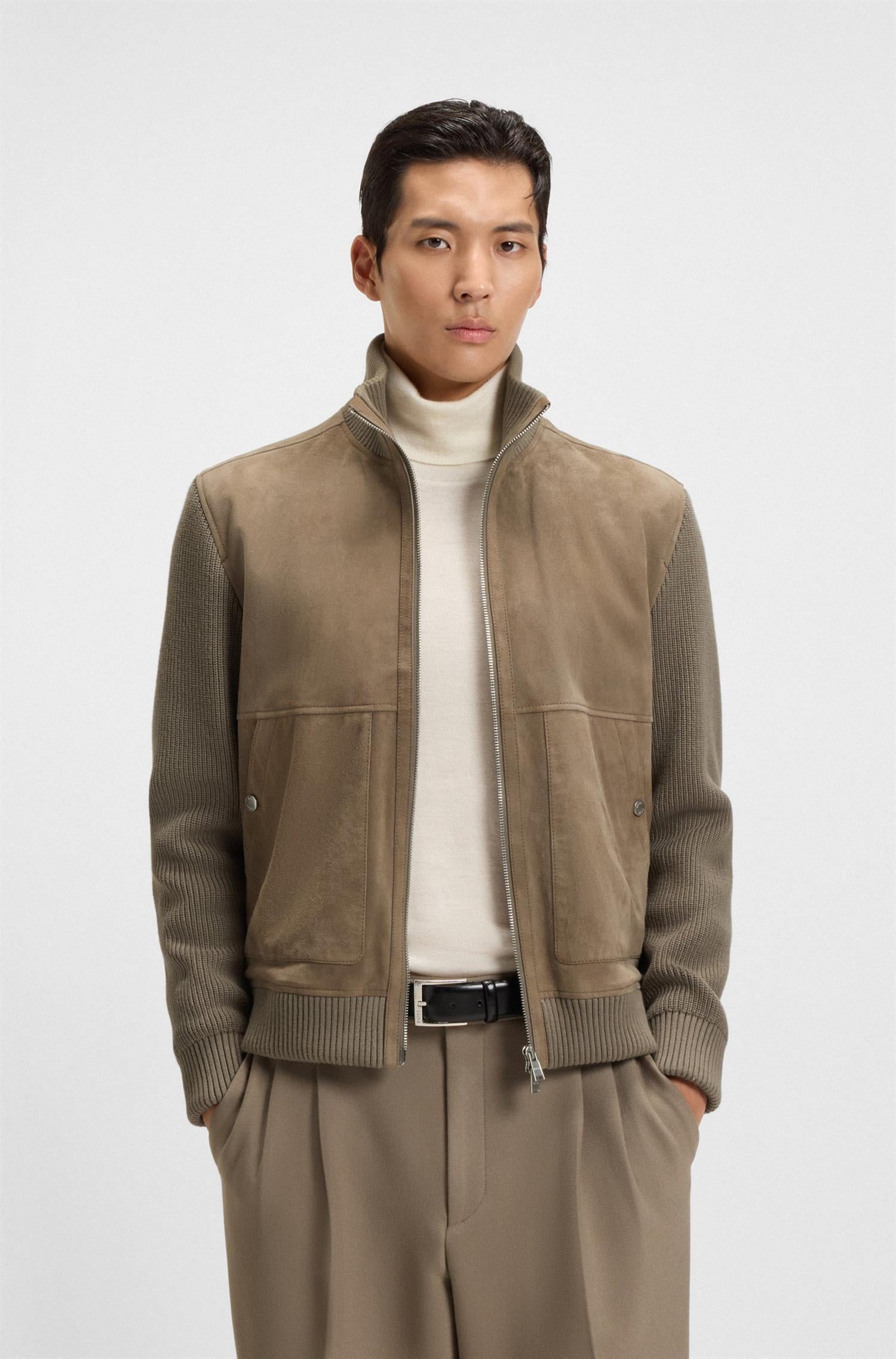 H-Maparo Suede Jacket with knitted sleeves