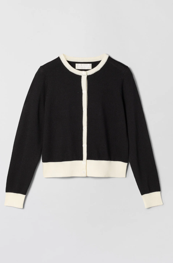 CLASSIC MERINO CARDIGAN BLACK/CREAM