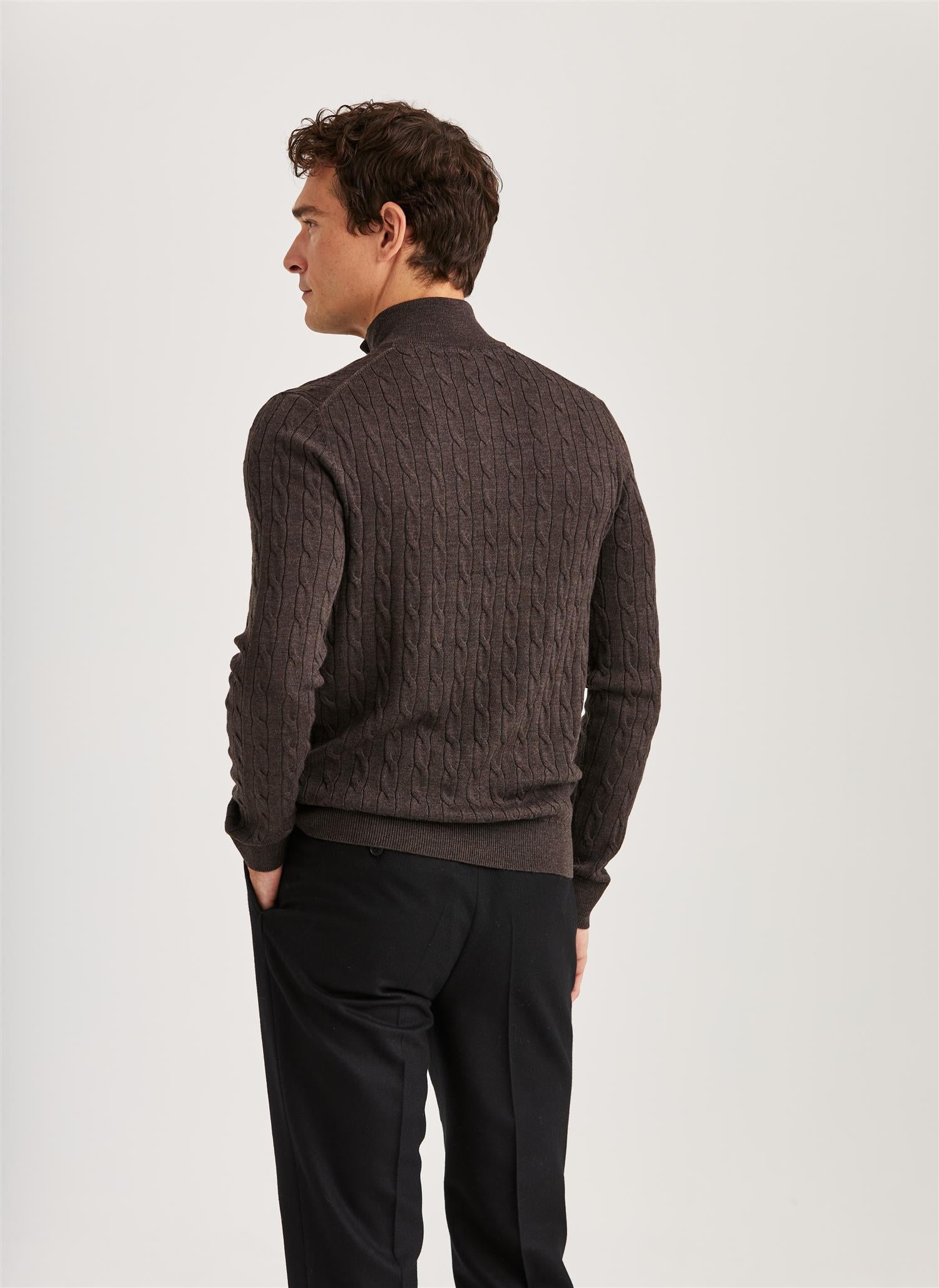 Merino Cable John Zip Brown