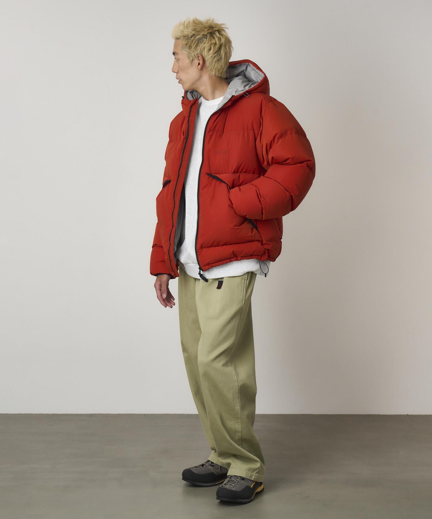 Down Puffer Hooded Jacket Burnt Red