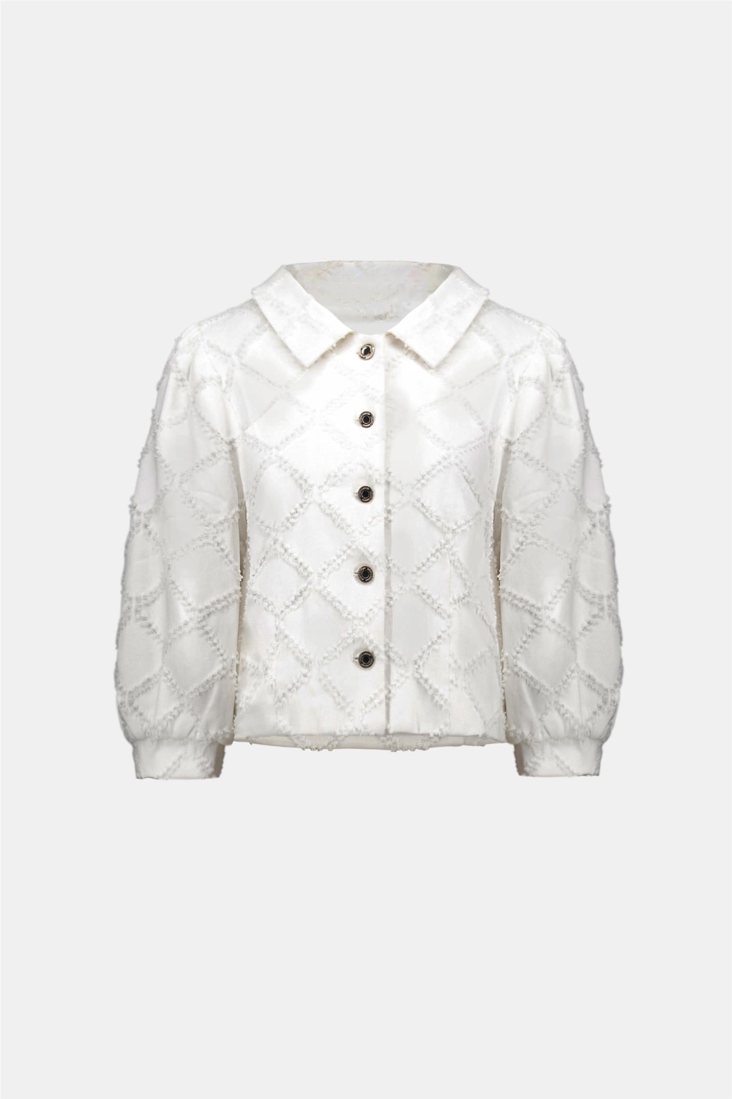 Cotton Twill Jacket With Balloon Sleeves Off White