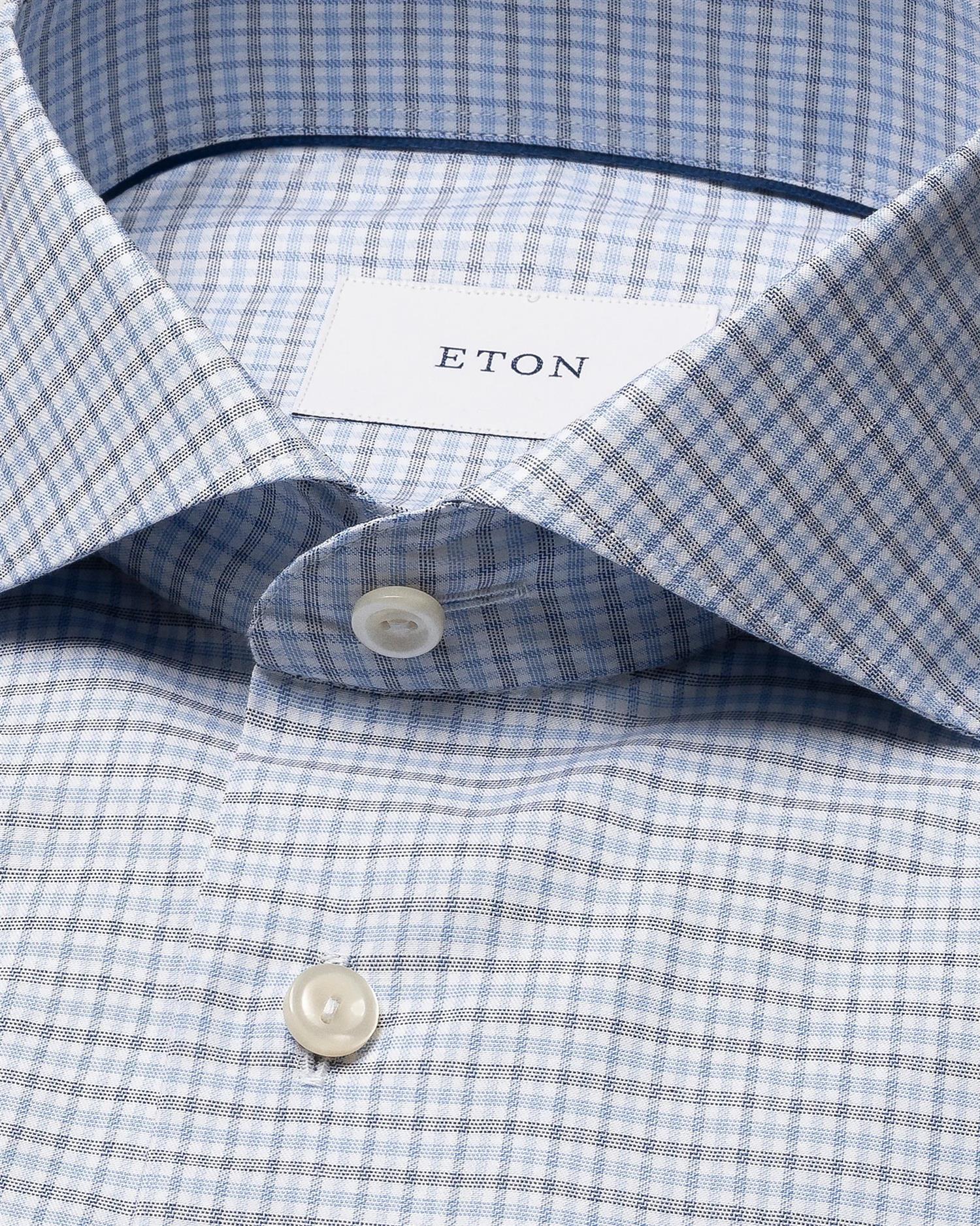 Mid blue Micro Check Twill Contemporary Shirt