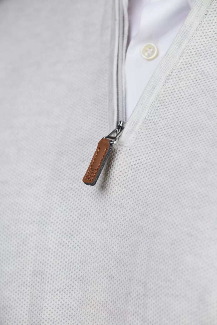 HALF ZIP STRUCTURE KNIT LIGHT GREY