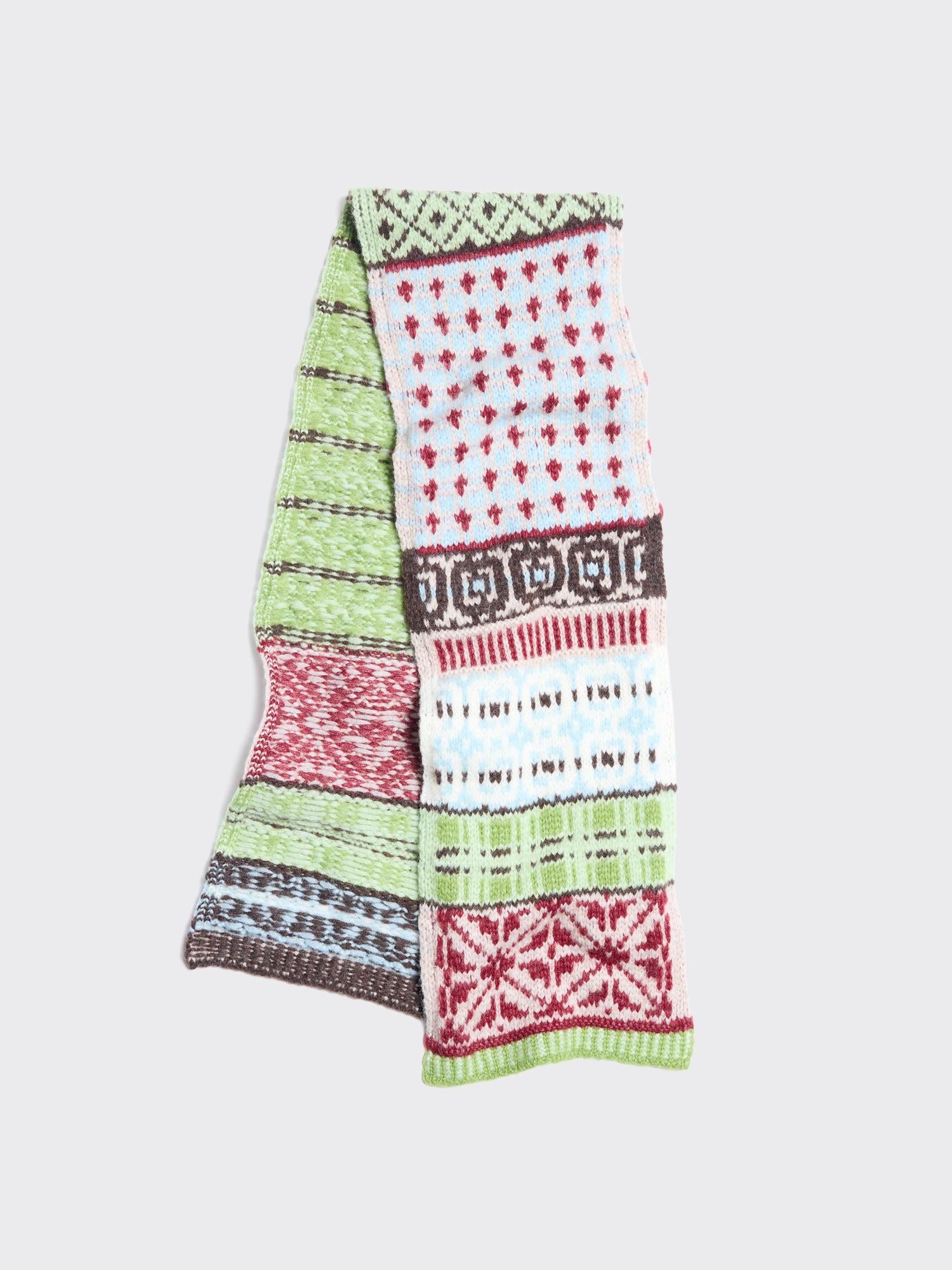 Norwegian Wool Scarf Green Mix