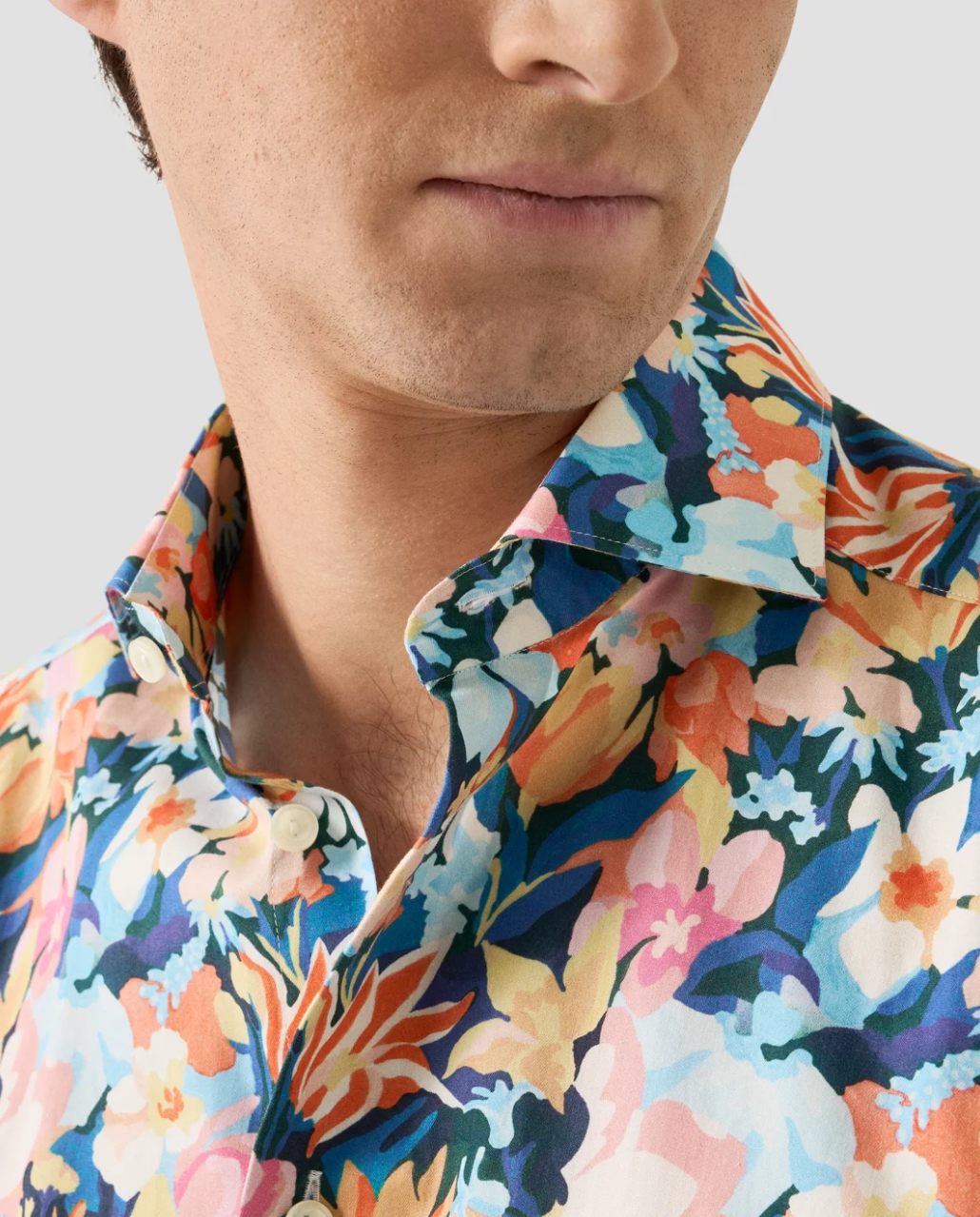 Multi Floral Cotton TENCEL Lyocell Slimfit Shirt