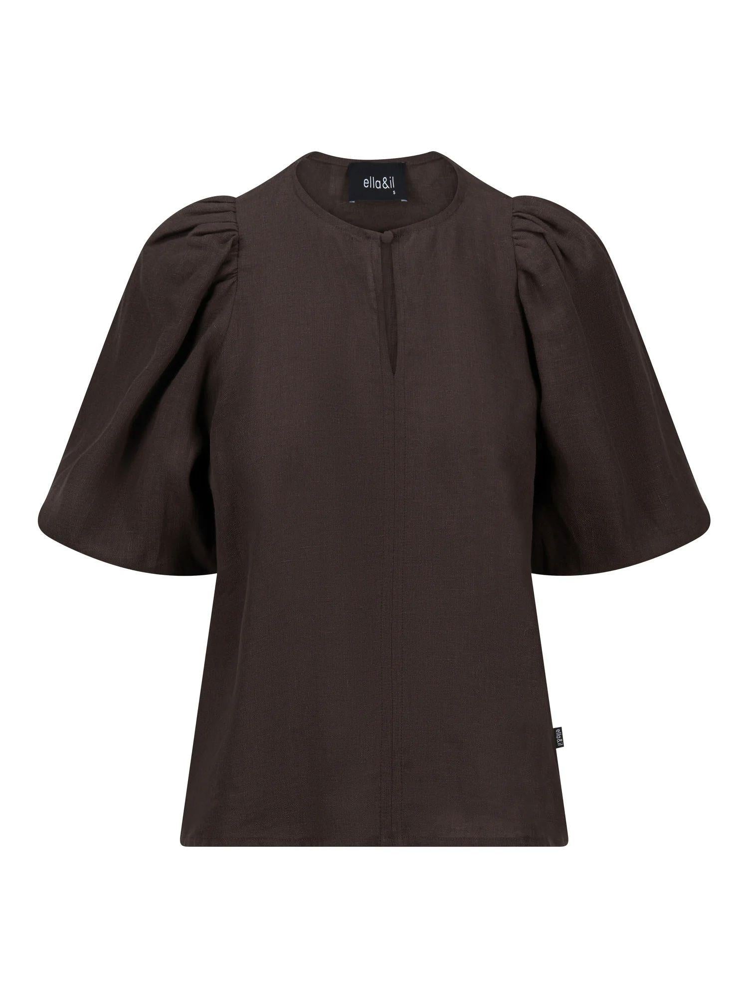 Anna Linen Top Dark Brown