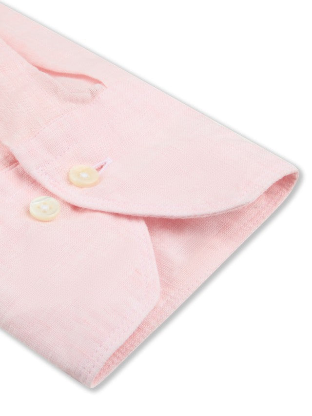 Light pink linen fitted body shirt