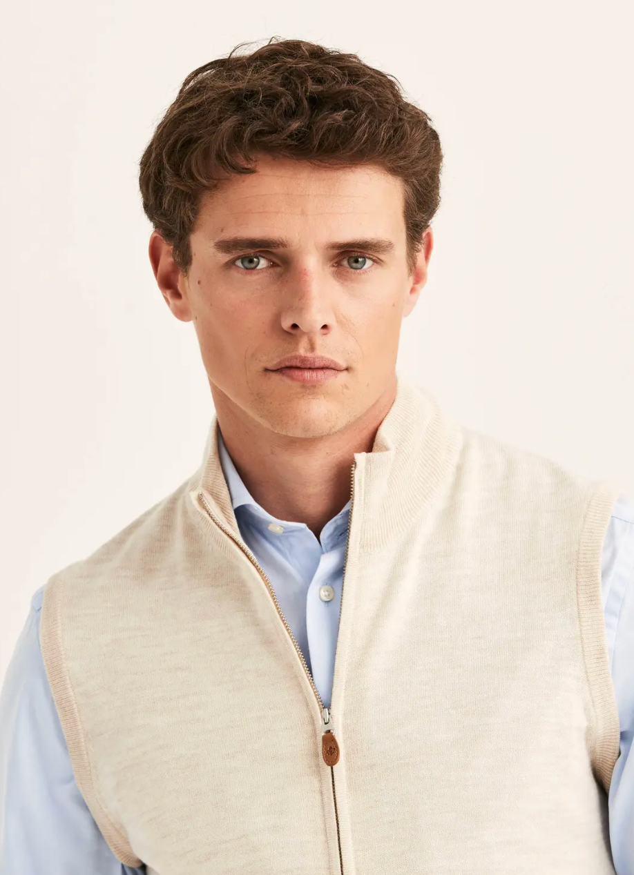 Merino Zip Vest Offwhite