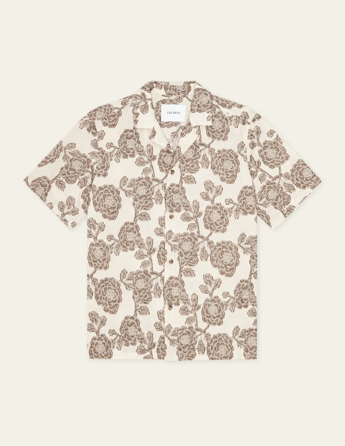 Lesley Flower Jacquard SS Shirt Ivory