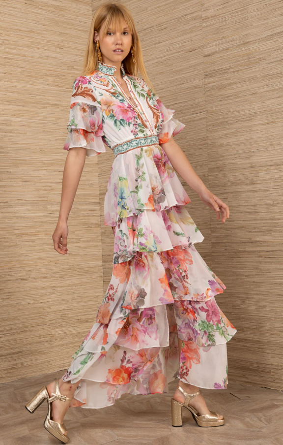 Itzayana Chiffon Maxi Dress Ivory