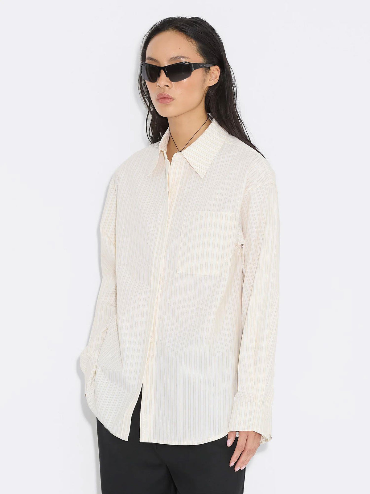 Loose Stripe Shirt Ecru Stripe