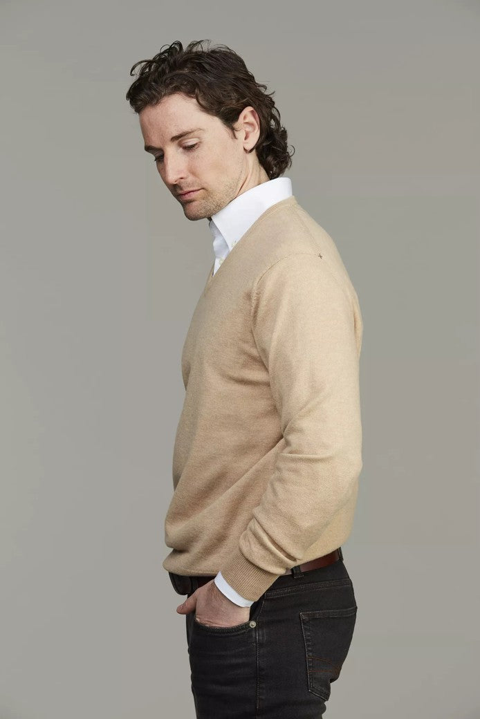 Geelong Knitted V-Neck Sweater Beige