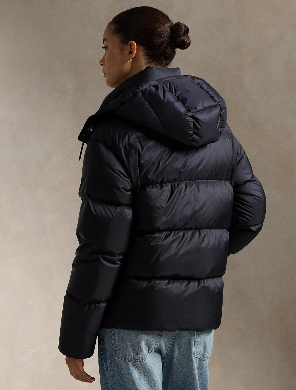 Water Repellent Quilted Down Jacket Navy