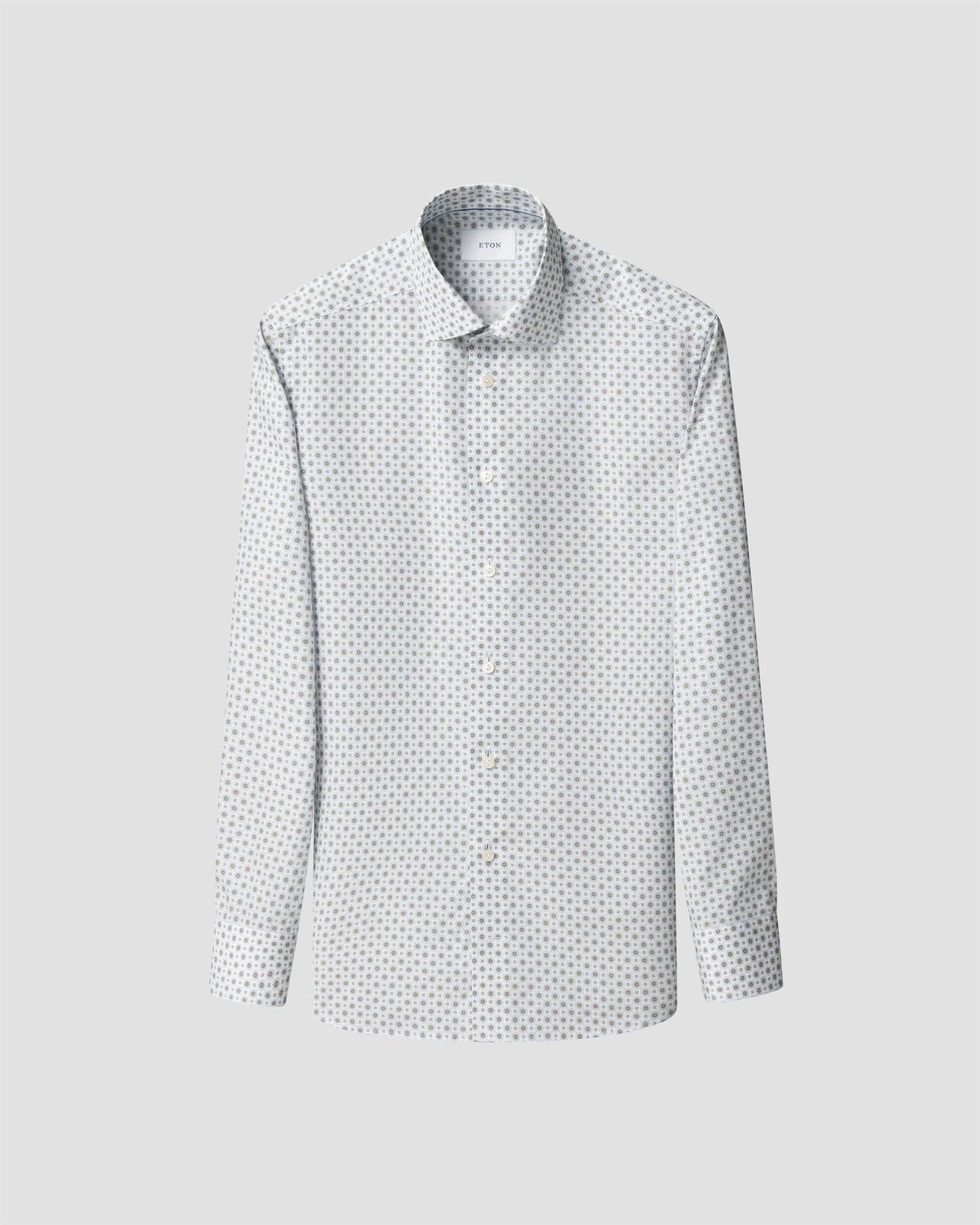 Beige Geometric Print Signature Twill Contemporary Shirt