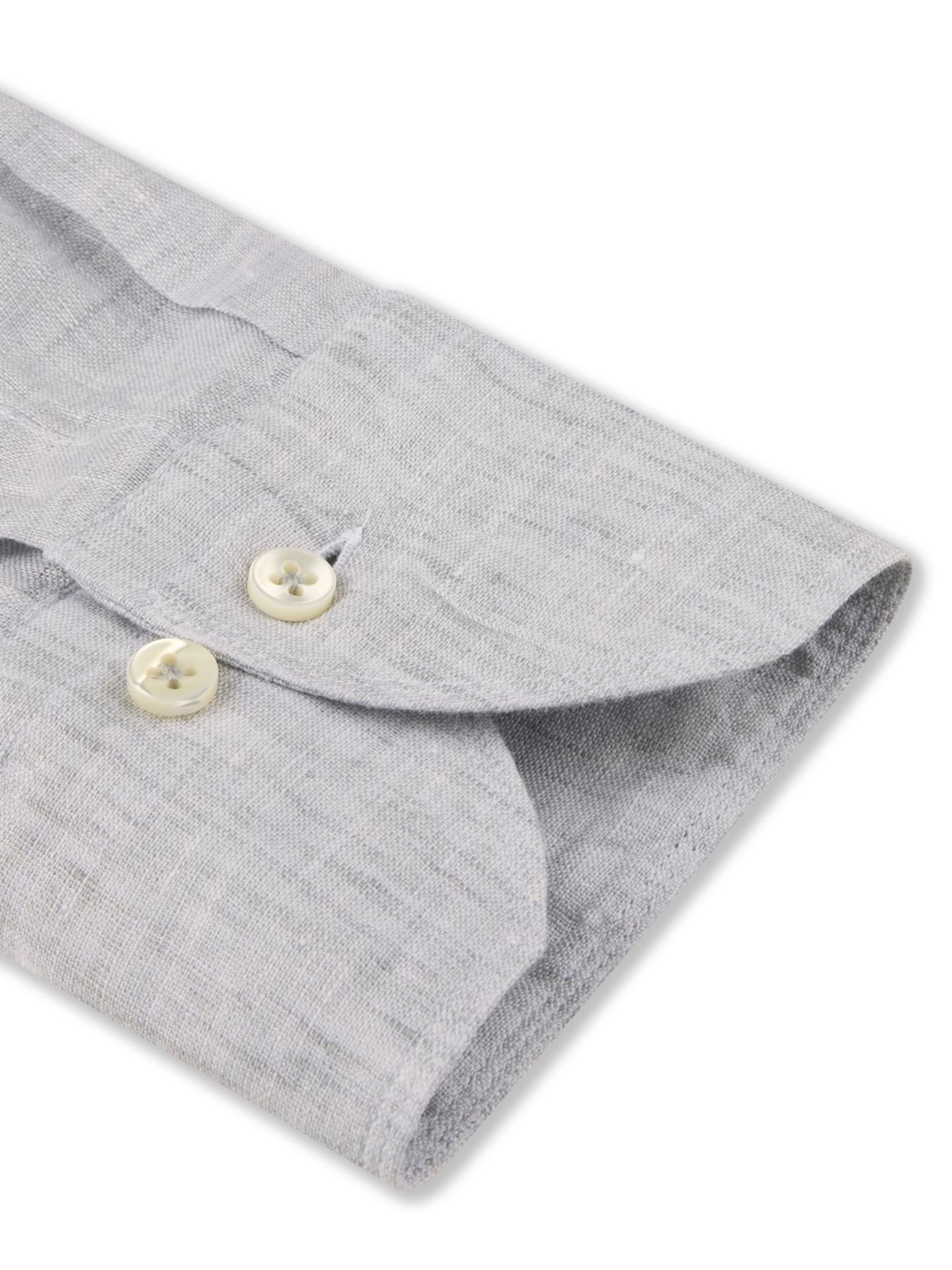Regular Light Grey Linen Casual Shirt