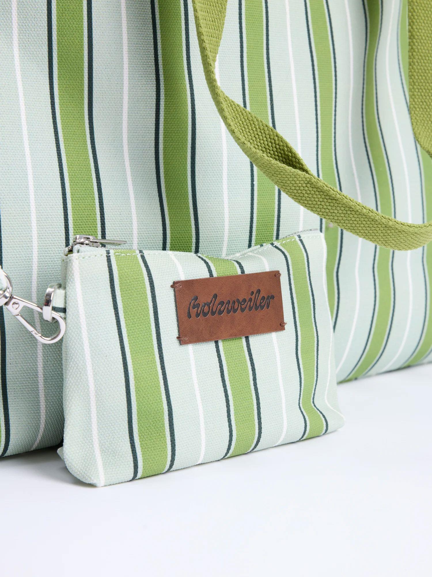 Bang Stripe Tote Bag Green Stripe