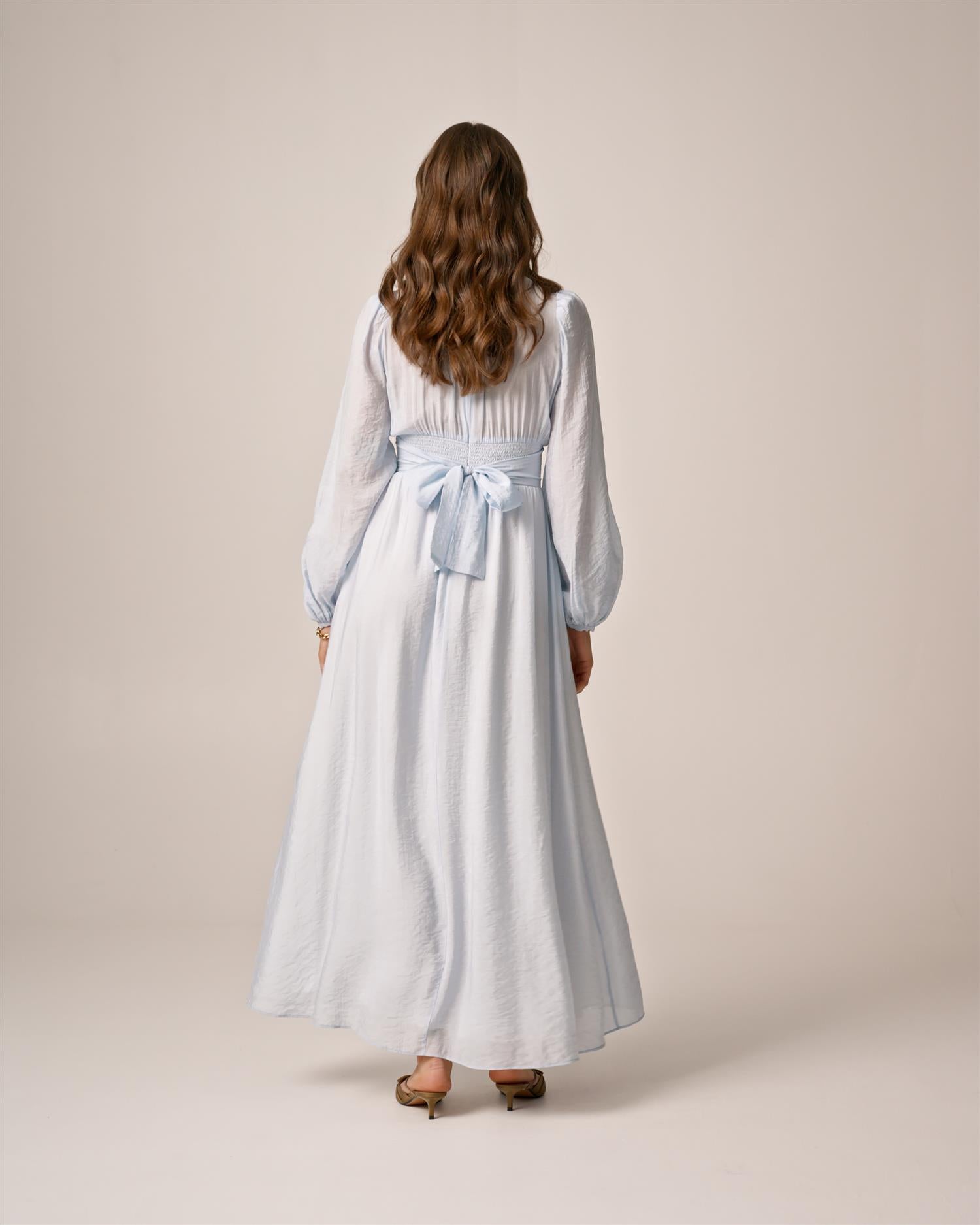 Viscose V-Neck Dress PF25 Light Blue