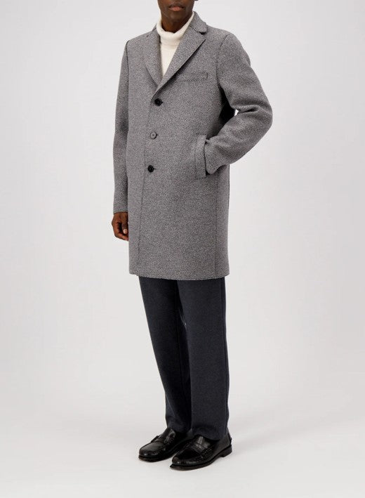 Mens Boxy Coat Patterned Cashmere Blend
