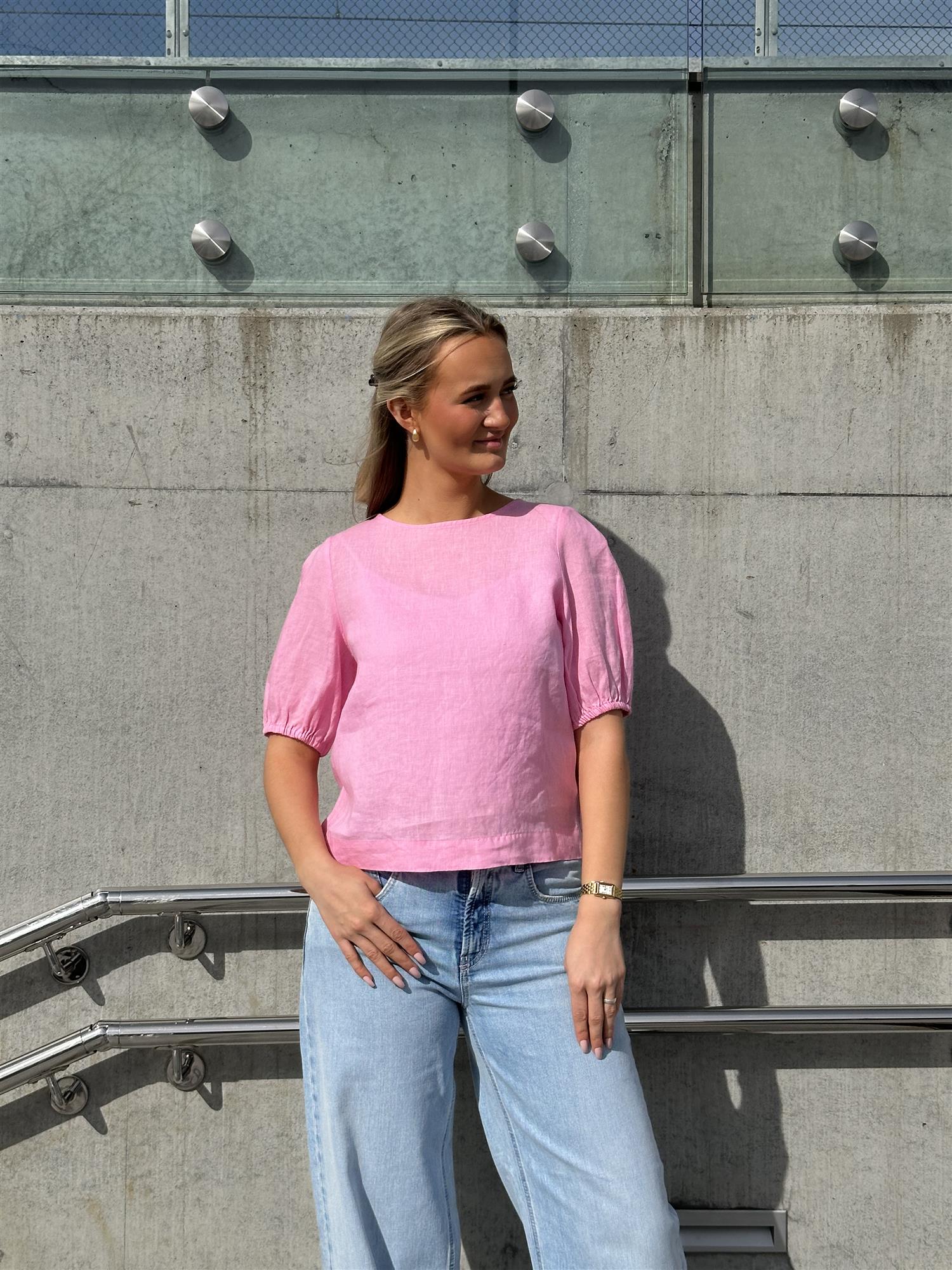 Rose linen Top Pink
