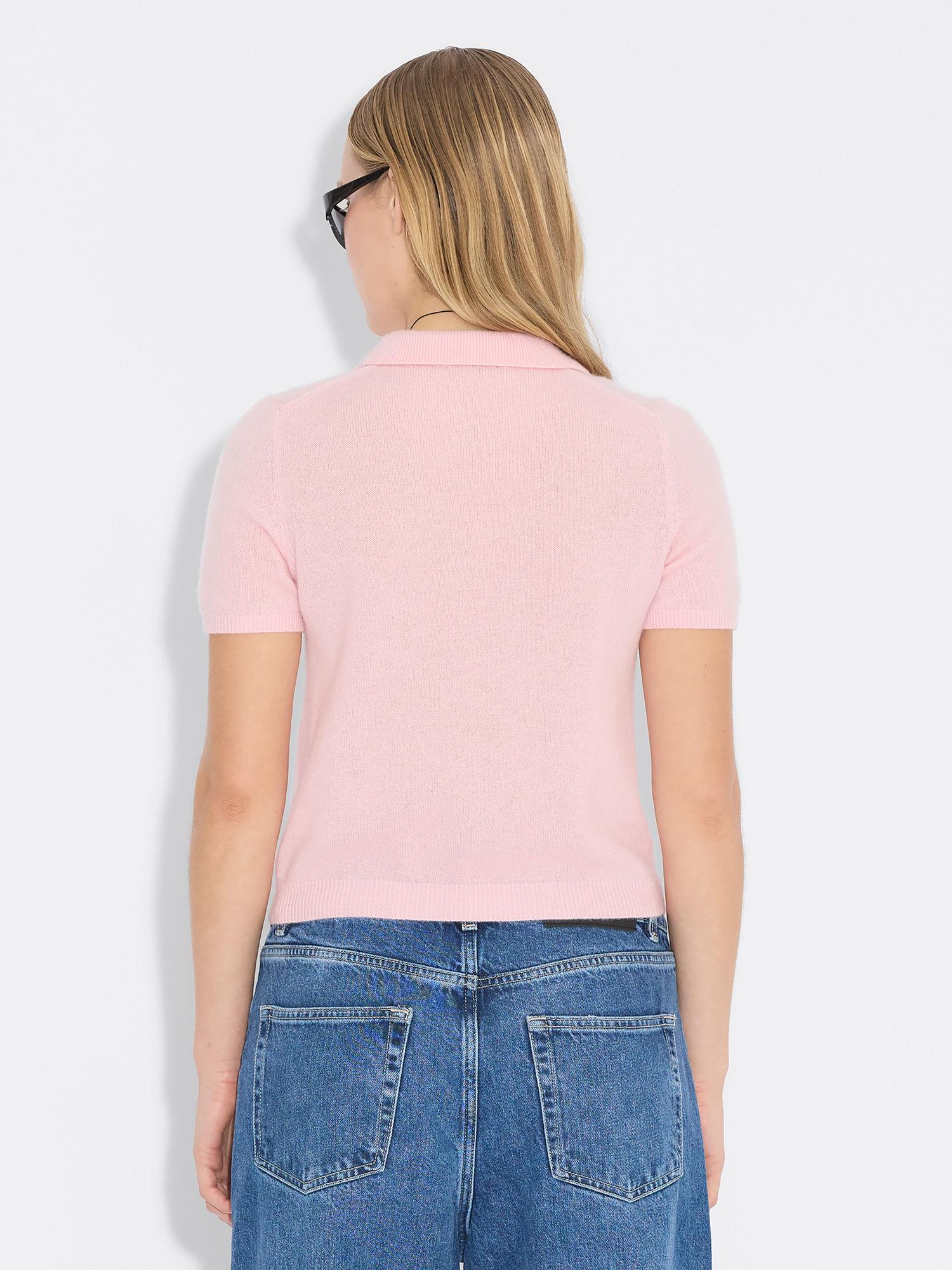 Cashmere Short Sleeve Polo Pink