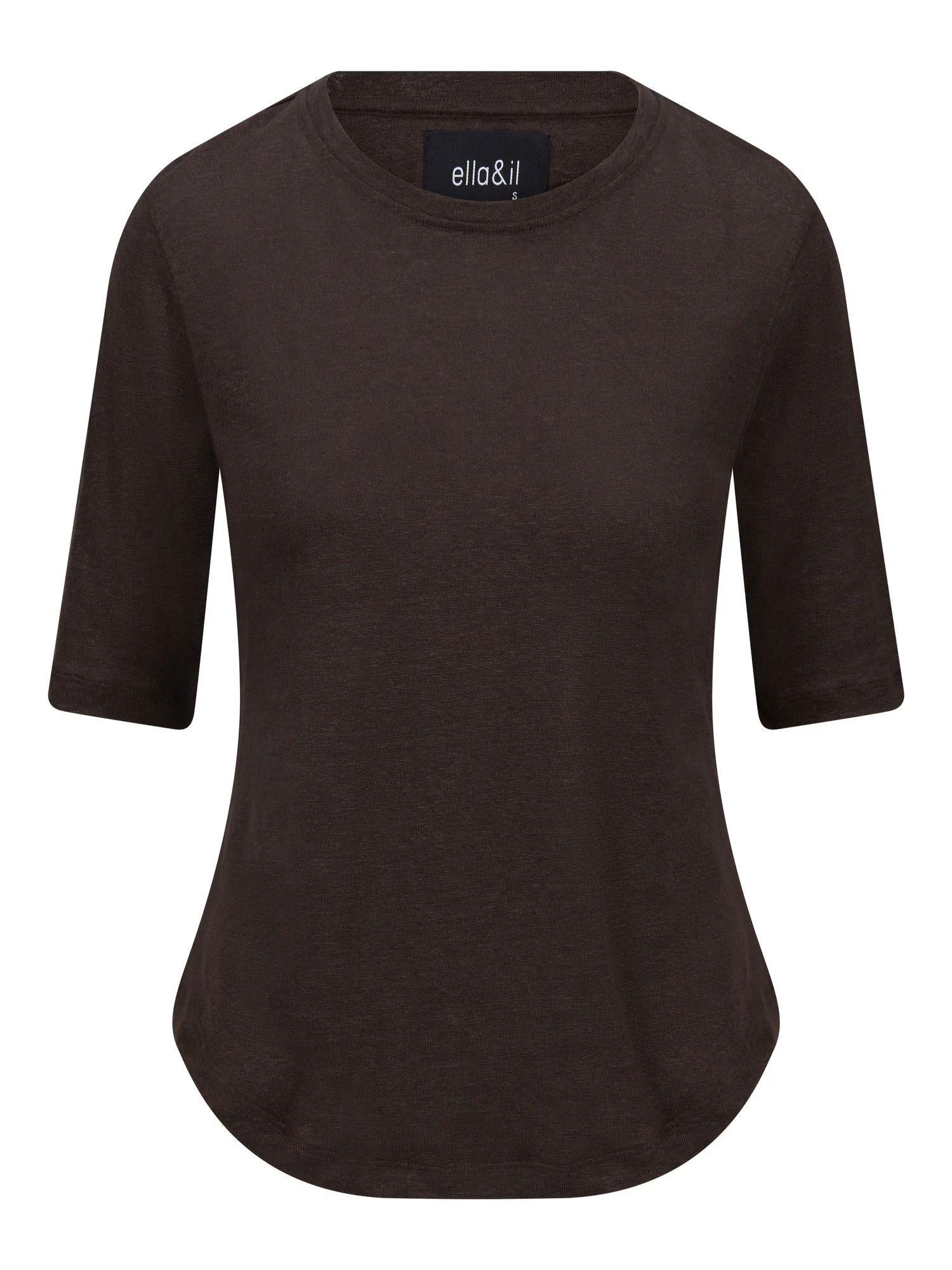 Karina Linen Tee Dark Brown