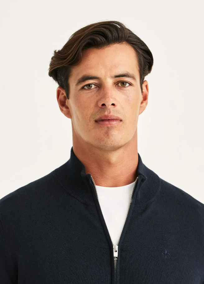 Riley Zip Cardigan Old Blue