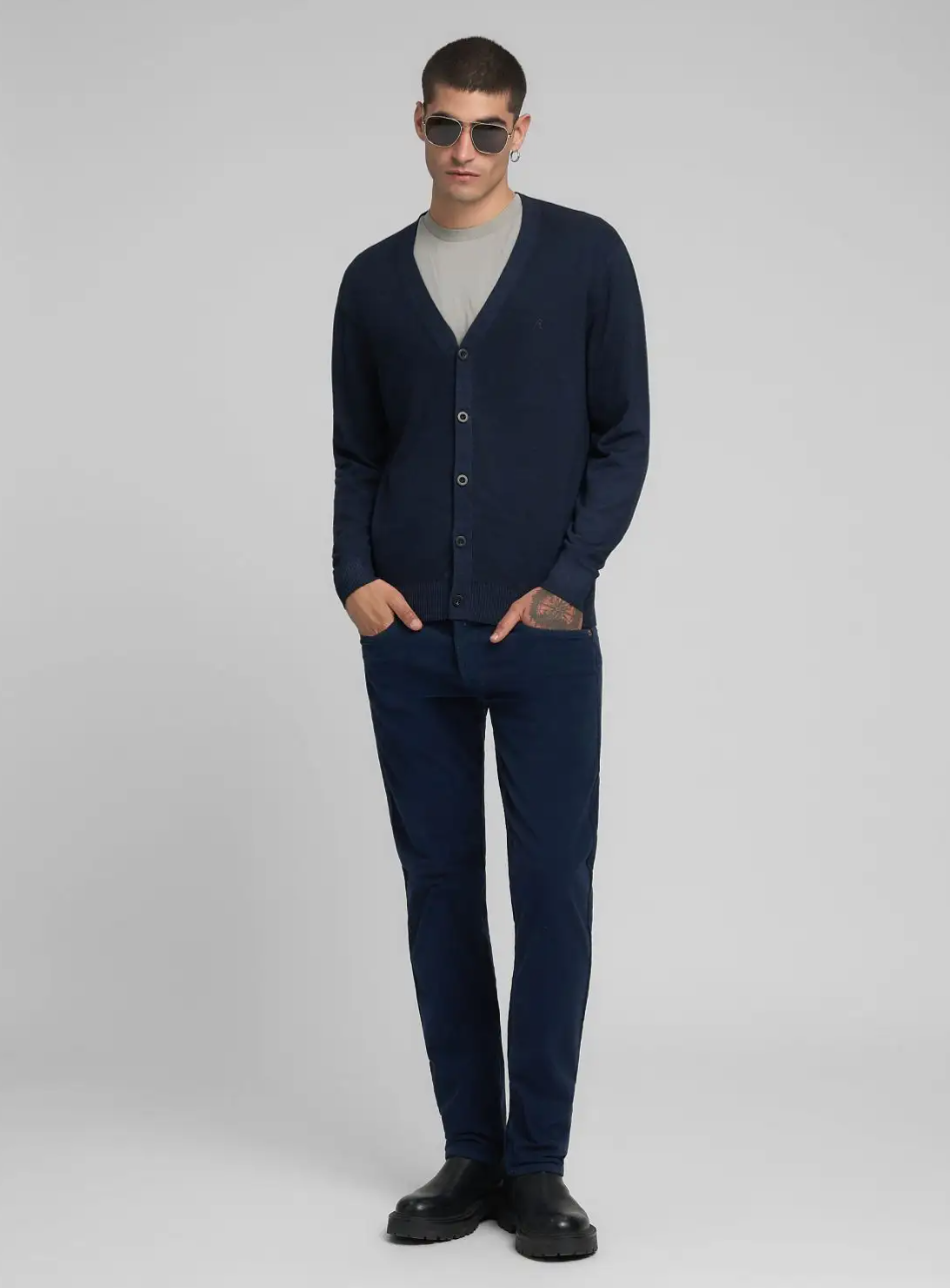 Straight-Fit Corduroy Trousers - Blue