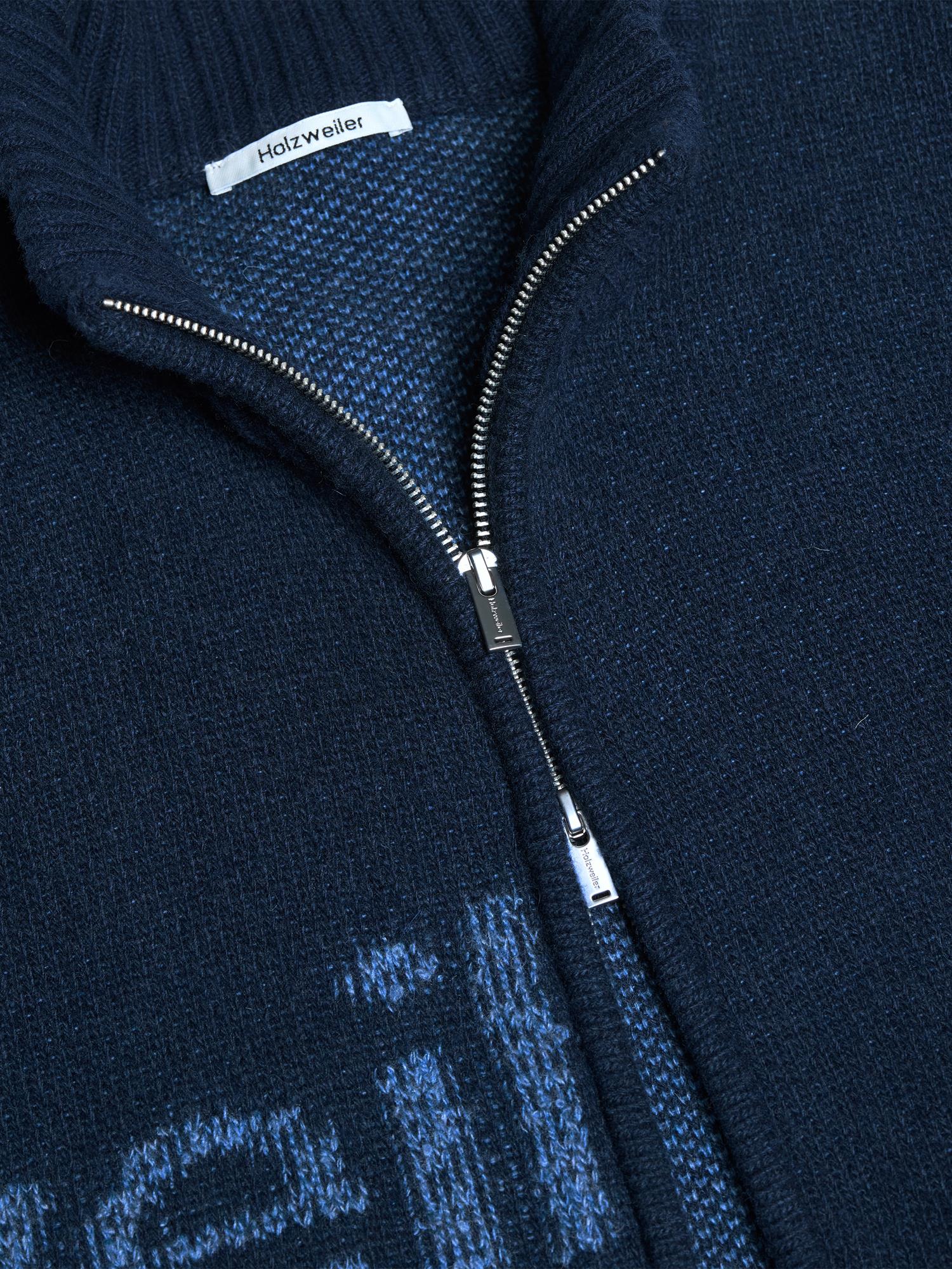 Haza Logo Zip Cardigan - Blue Mix