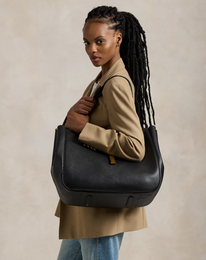 Polo ID Leather Large Tote Black