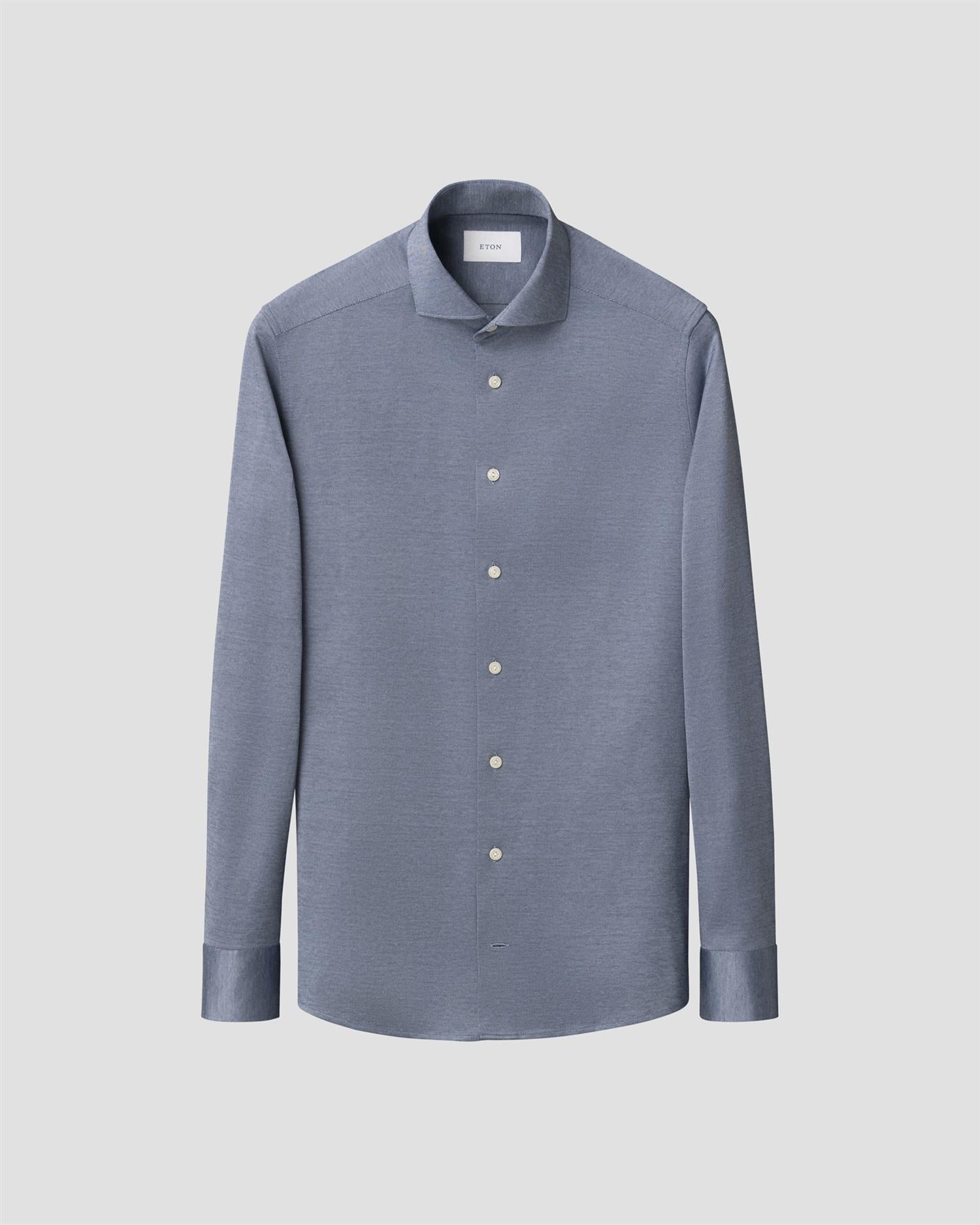 Dark blue Filo di Scozia Knit Contemporary Shirt