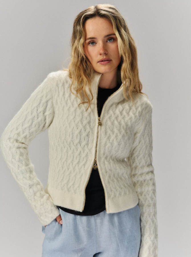 Nelly Alpaca cardigan Ivory