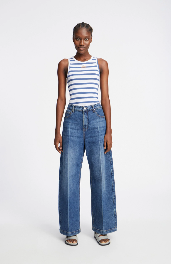 Tezza Striped Singlet Blue