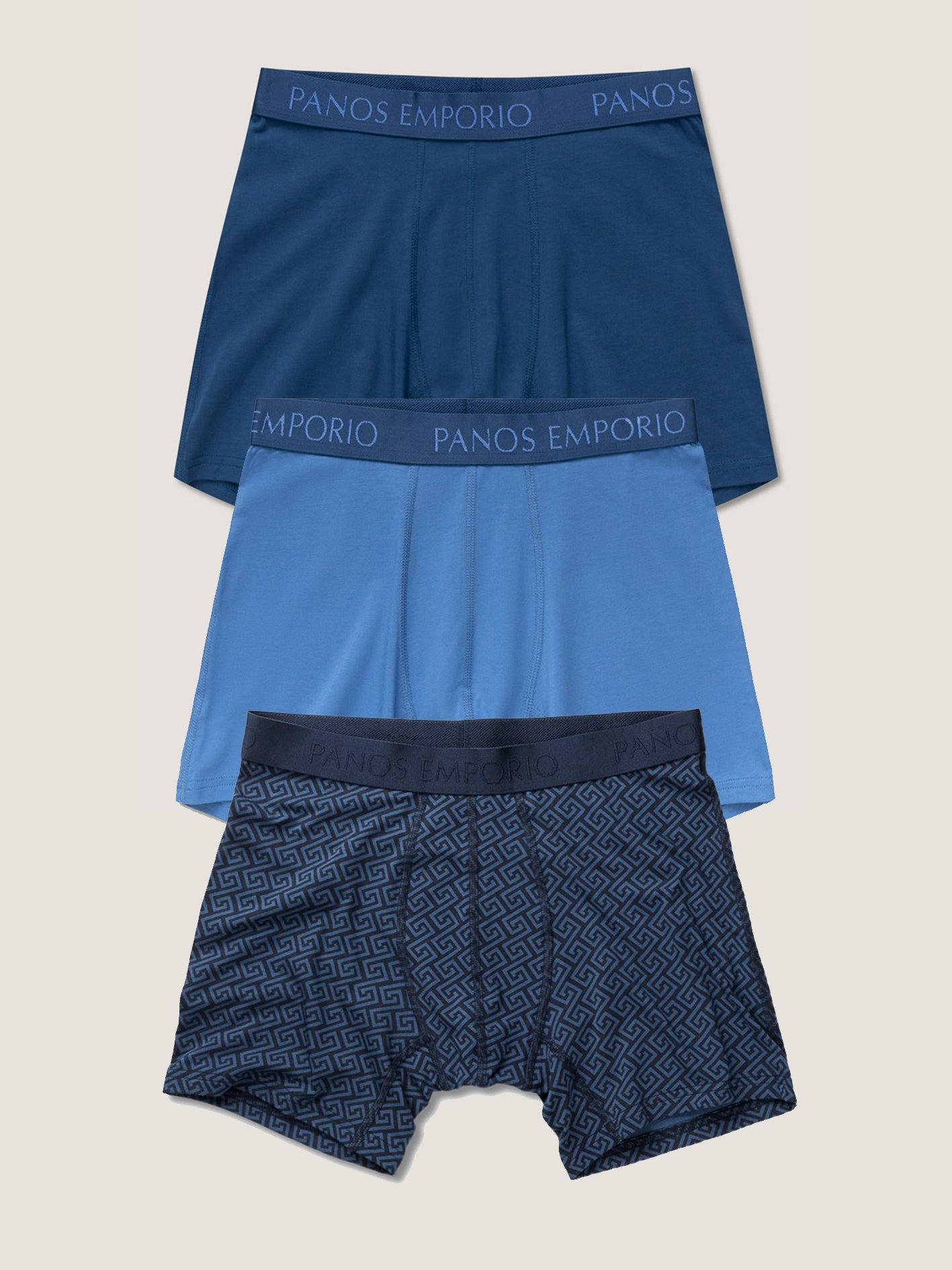 3pk Base Bamboo Boxer Poseidon/high tide/blue meander