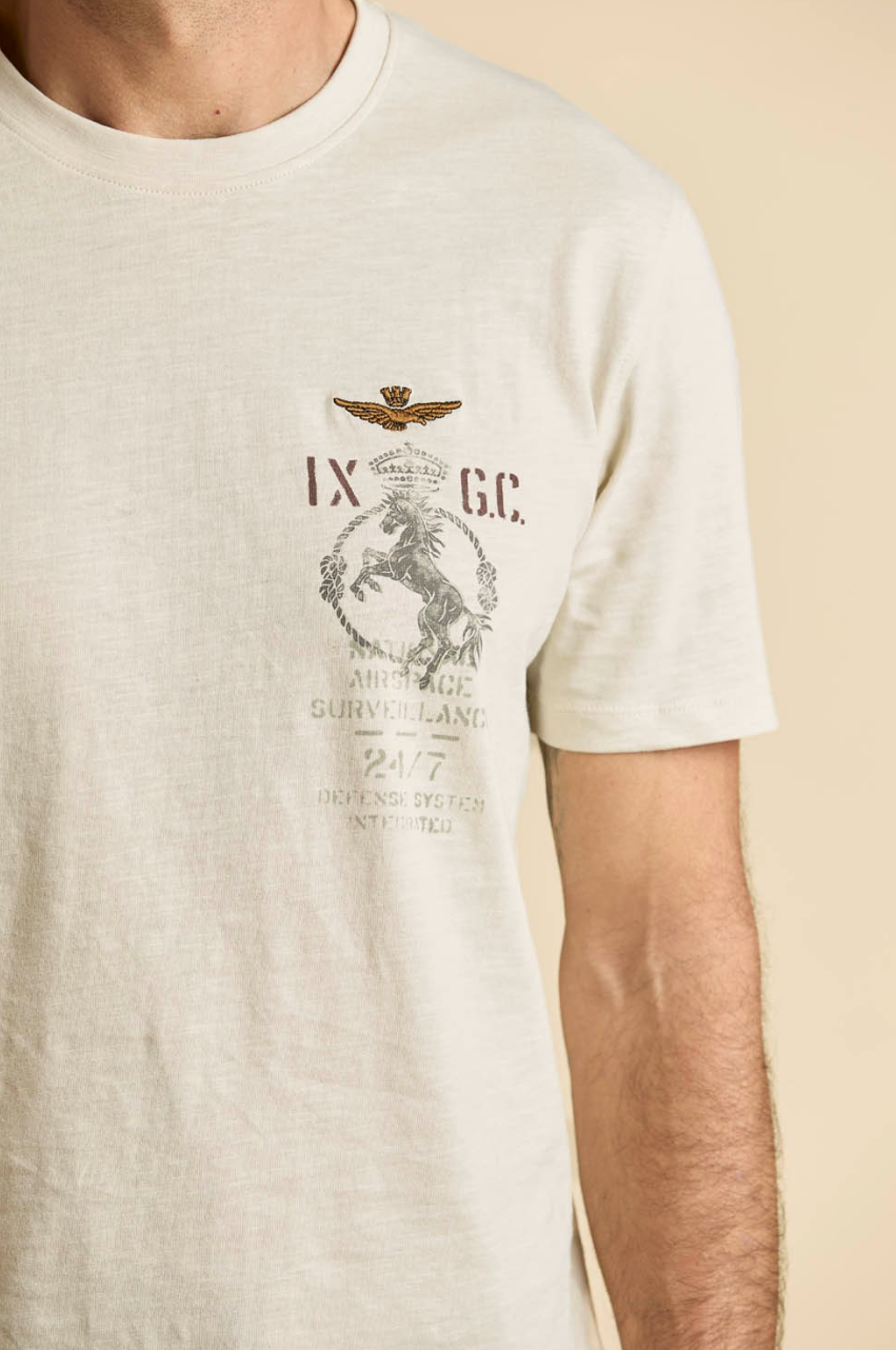 Cotton T-Shirt IX Fighter Ghiaccio