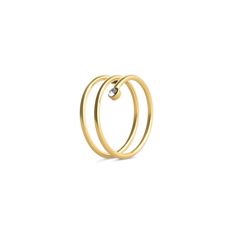 Lykke crystal swirl ring gold