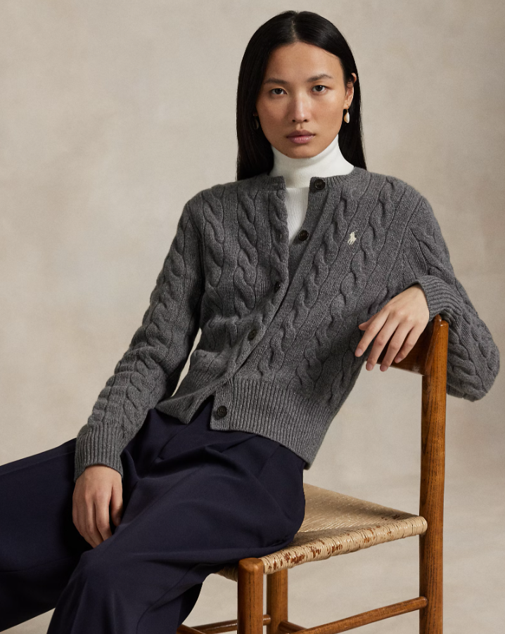 Cable-Knit Wool-Cashmere Cardigan