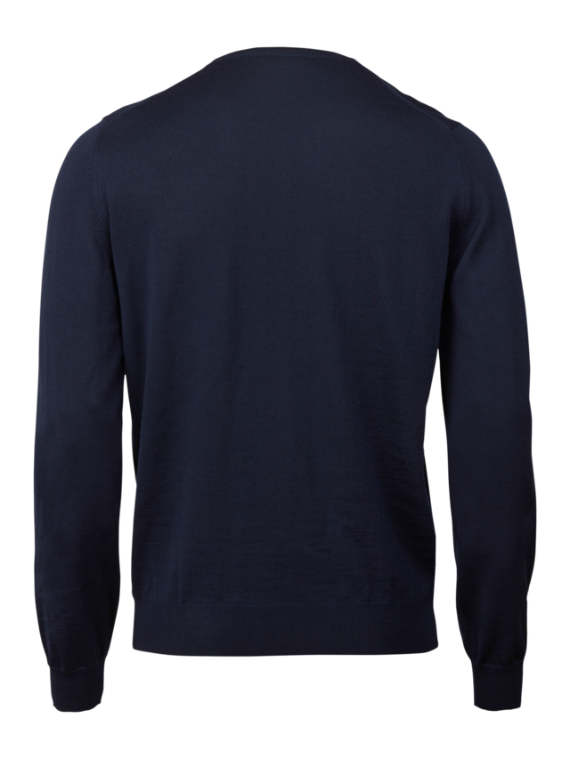 Sweater Knitted Crew Neck Merino Wool Navy