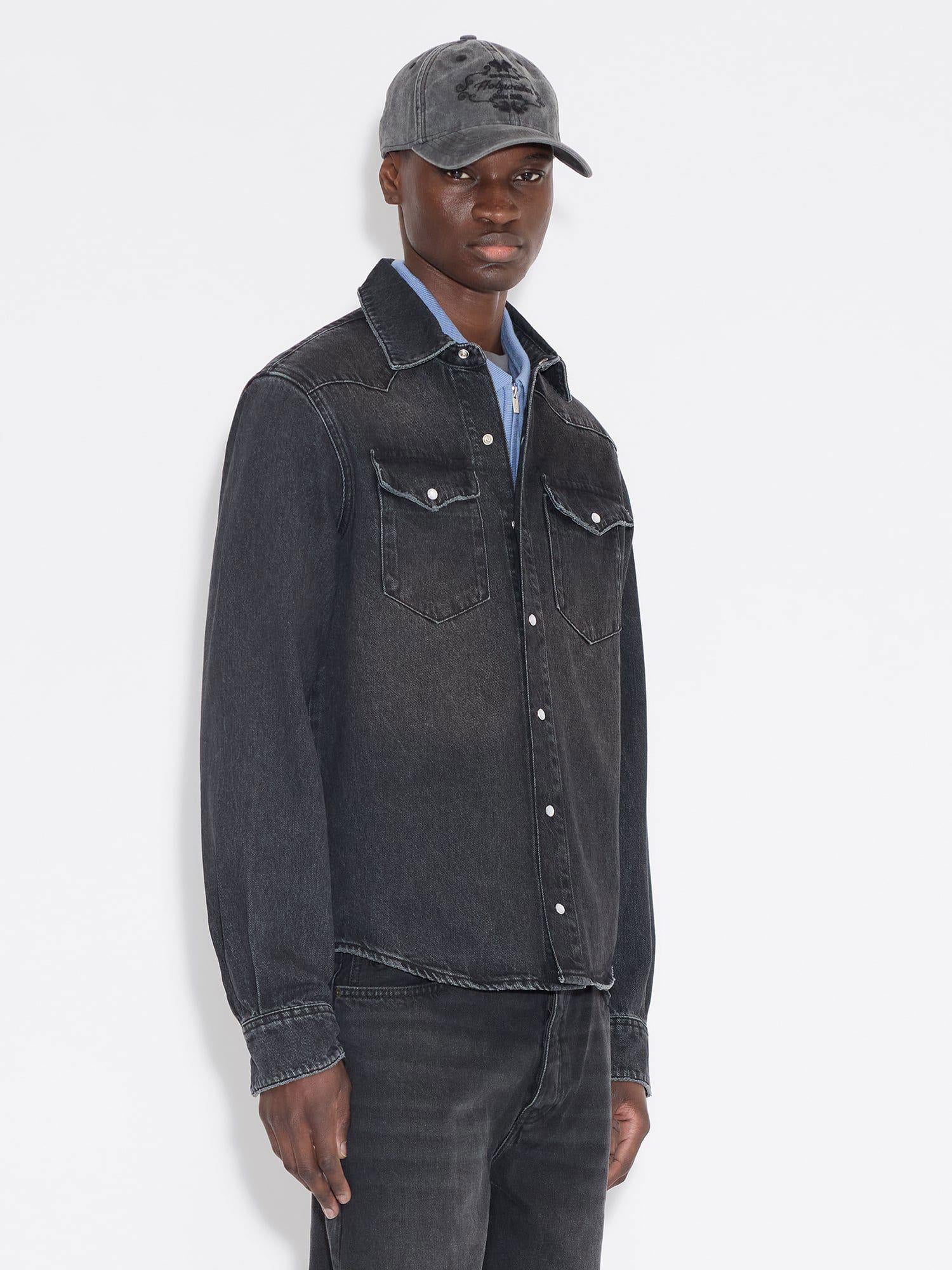 M Slim Denim Shirt Black