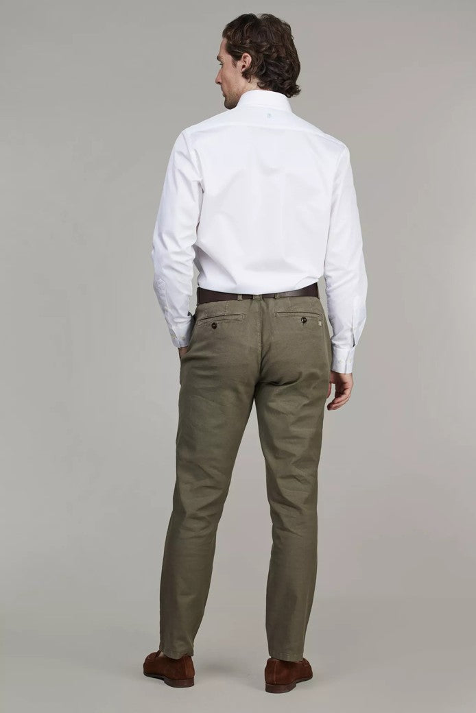 Linen blend comfort chino khaki green