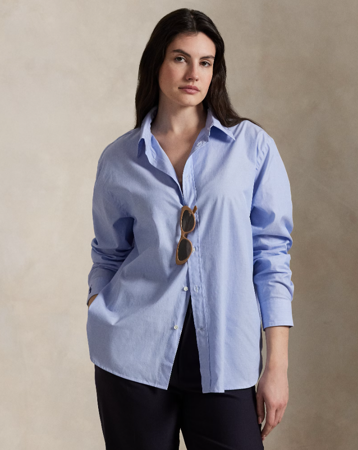 Oversized Fit Cotton Shirt Classic Medium Blue