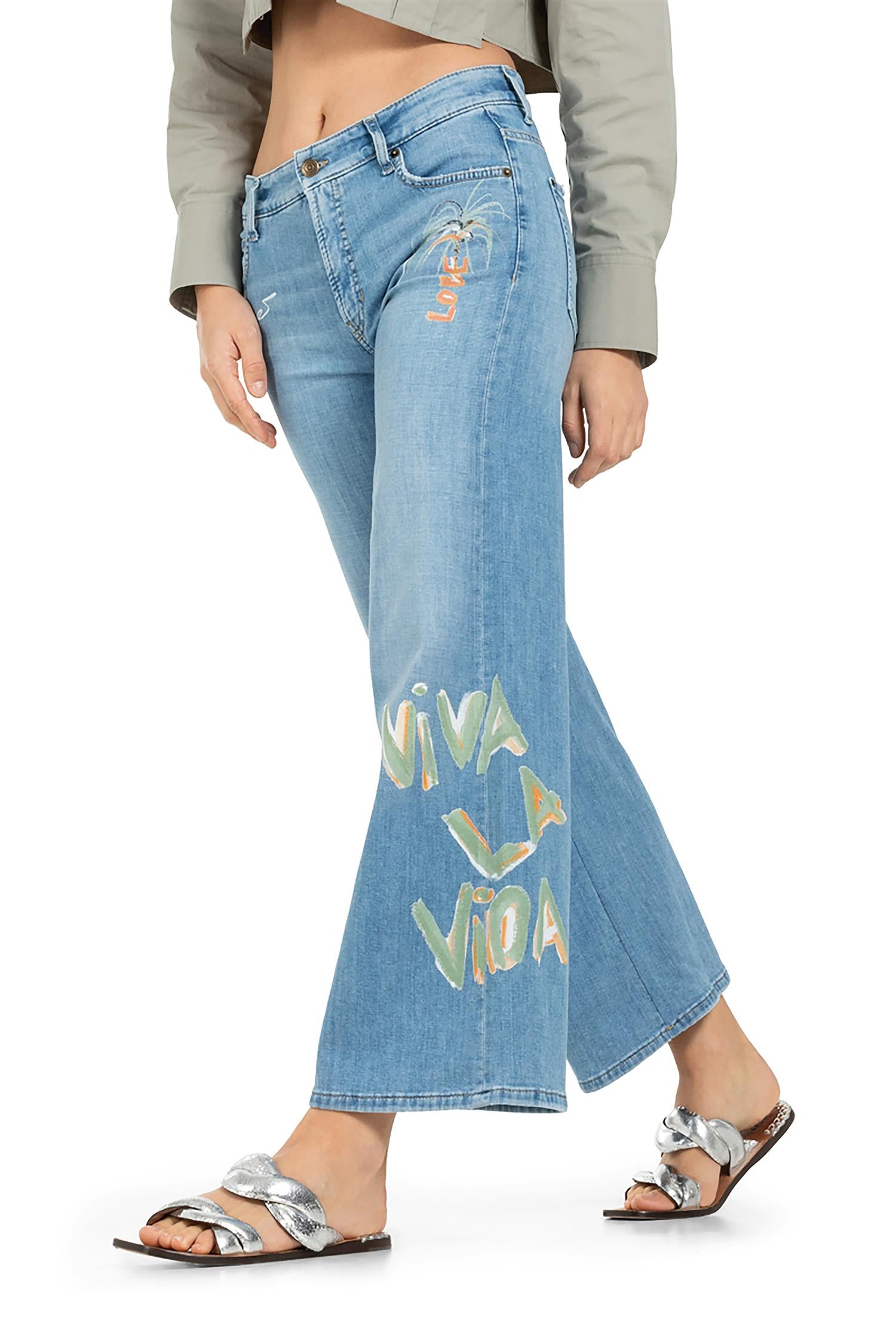 Palazzo Cropped Lefth Bleach