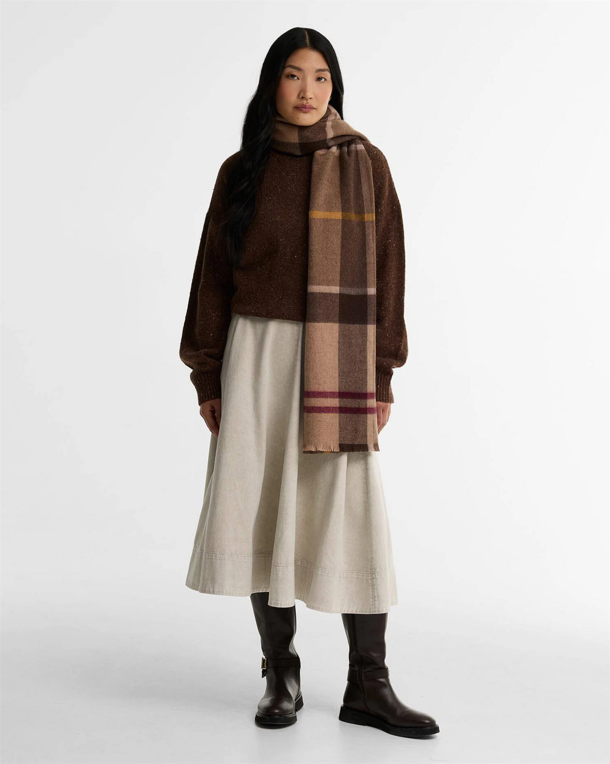 Rosefield Tartan Scarf Muted
