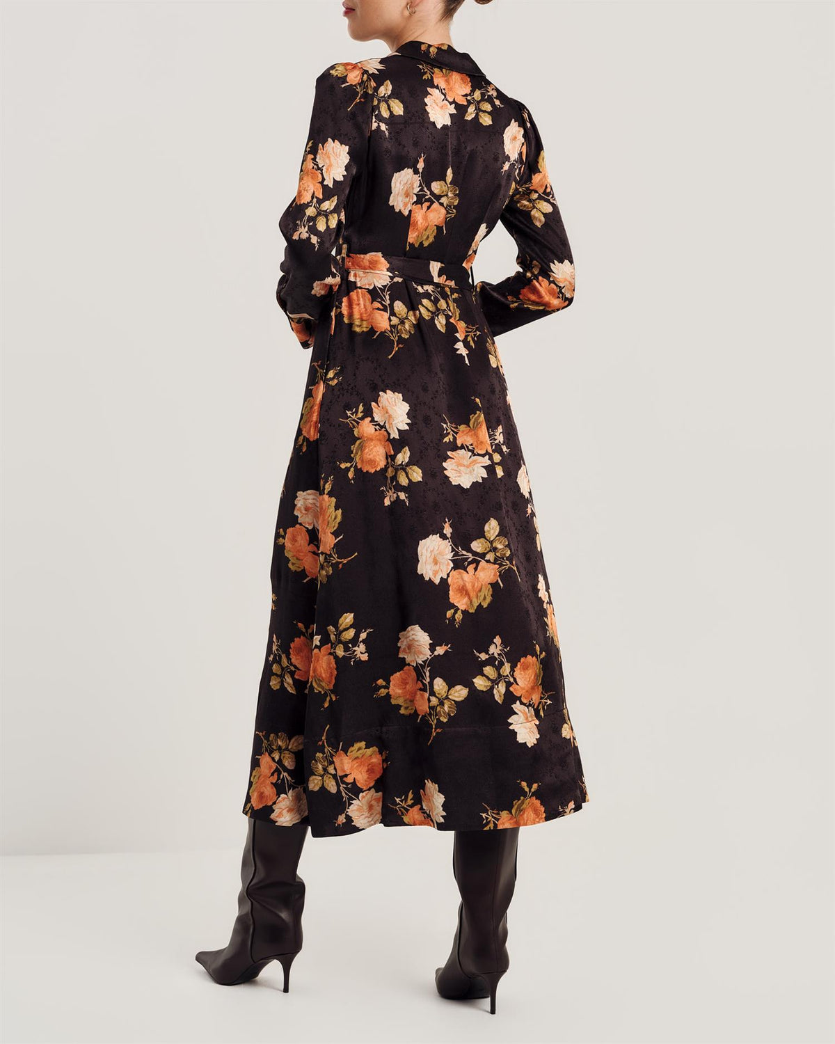 Jacquard Tieband Dress Midnight Roses