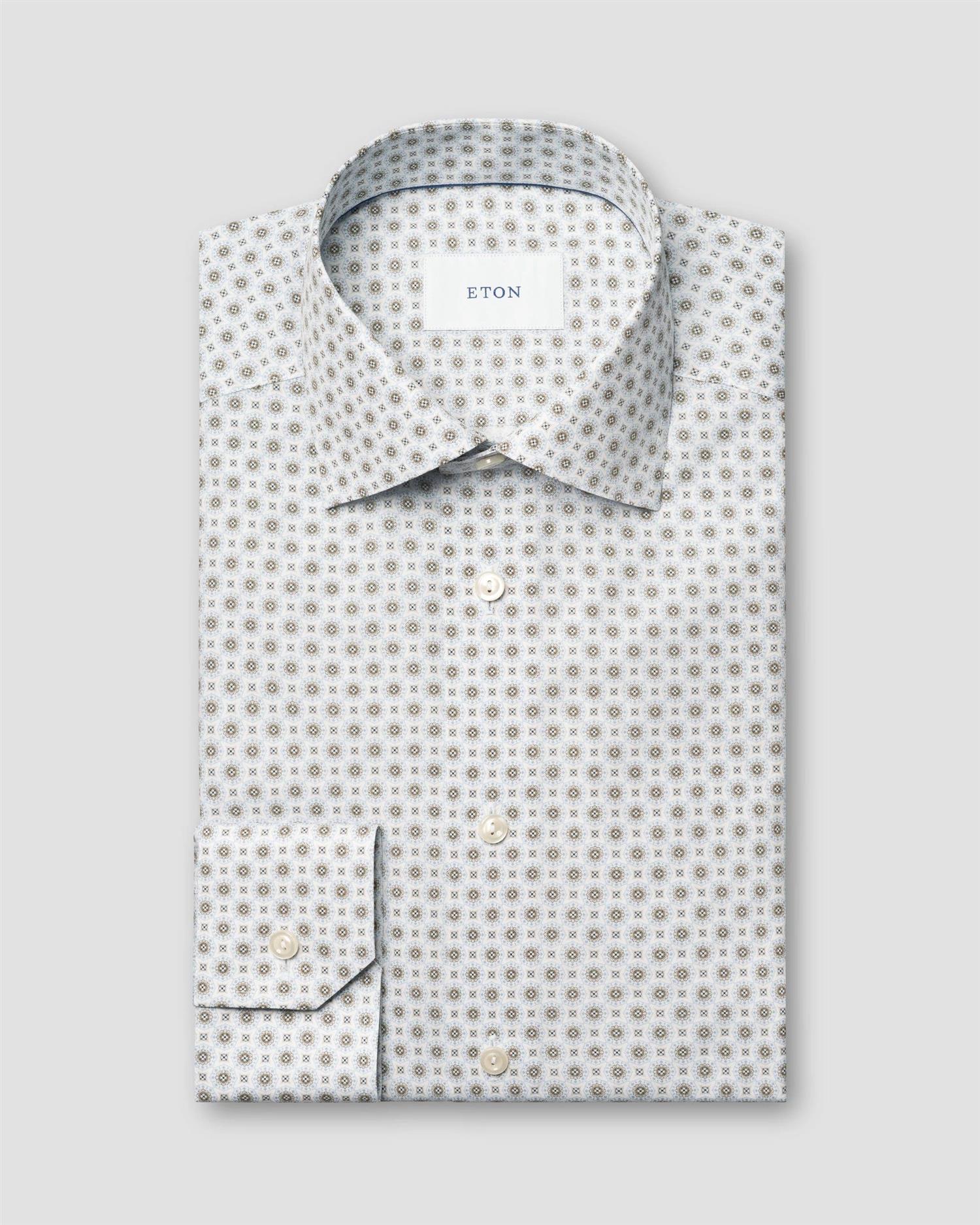 Beige Geometric Print Signature Twill Contemporary Shirt