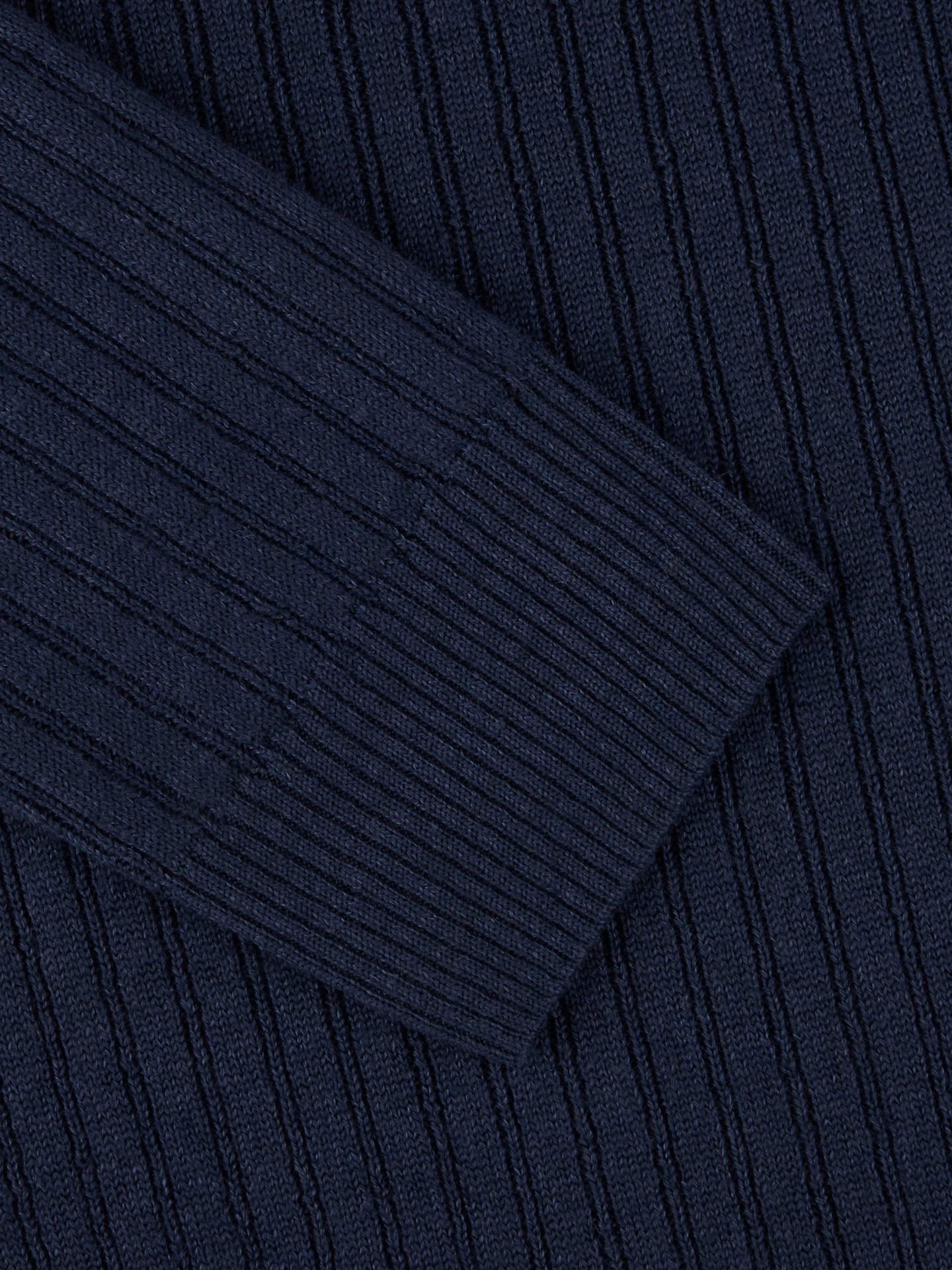 Sweater Knitted Ribbed Linen / Merino Wool Dark blue