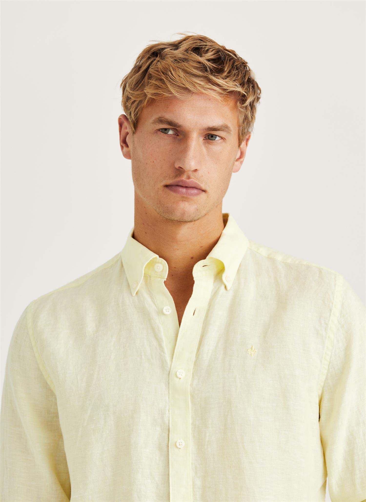 Douglas Linen Shirt-Classic Fit Yellow