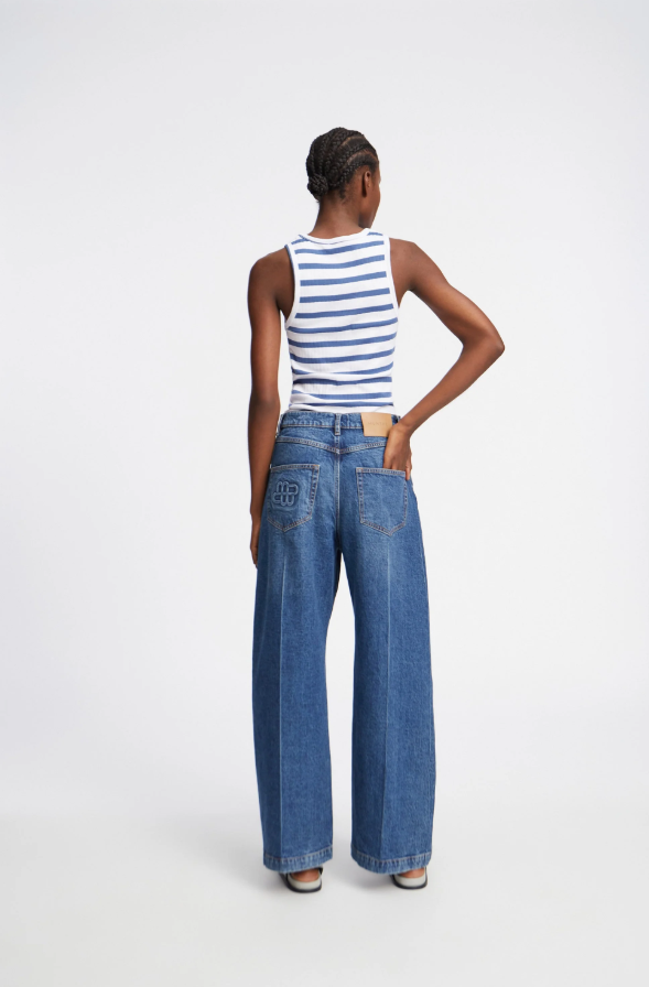 Tezza Striped Singlet Blue