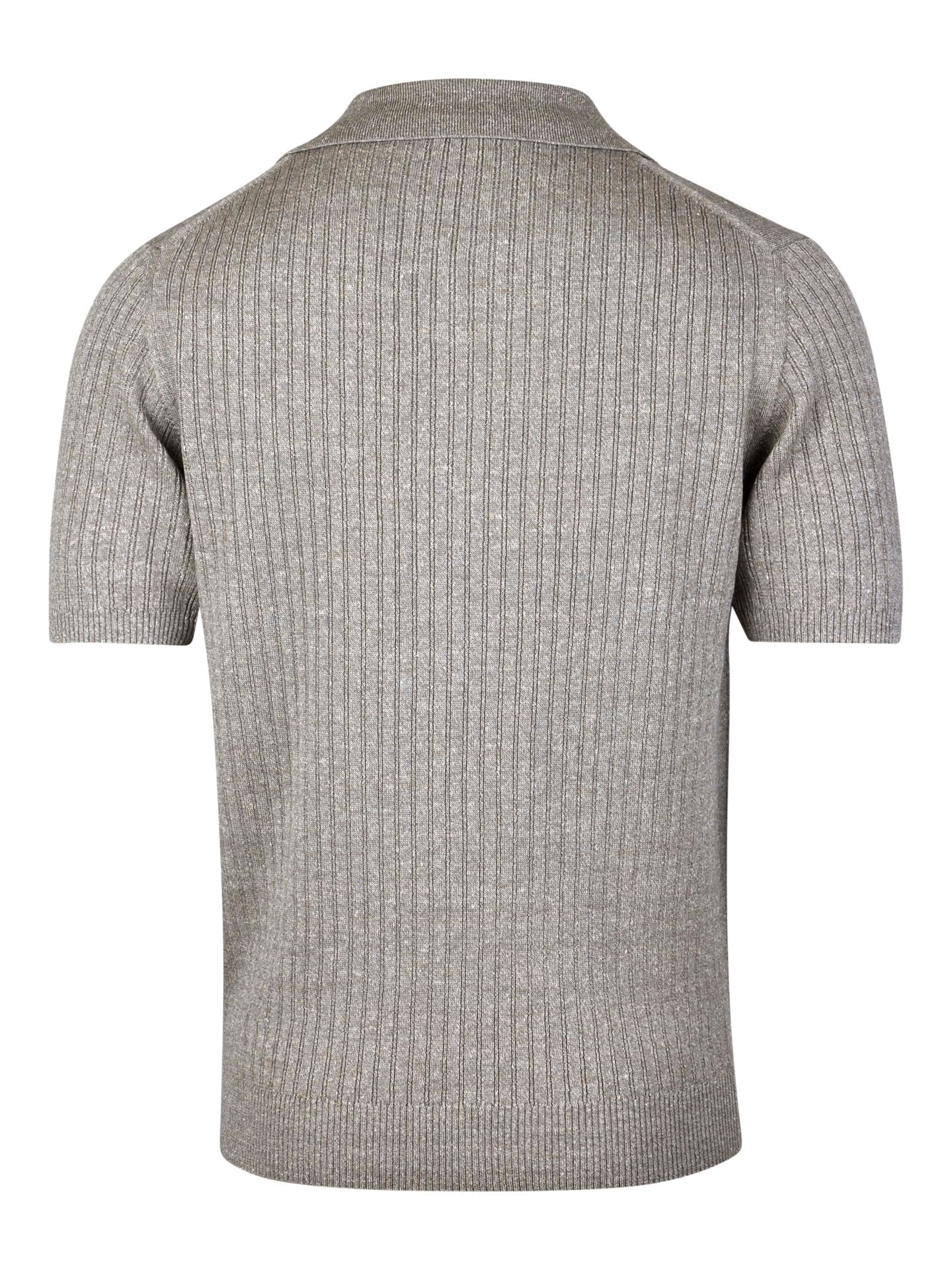 Polo Shirt Knitted Ribbed Linen / Merino Wool Light brown